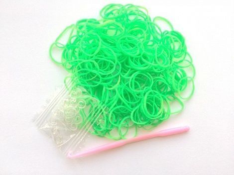 Набор резиночек для плетения браслетов Loom Bands (с крючком, 200 шт) зеленый