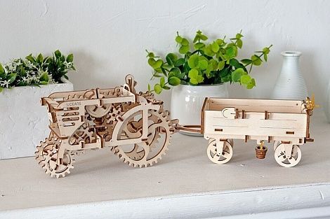 Деревянный конструктор (3D пазл) UGEARS - Прицеп к трактору