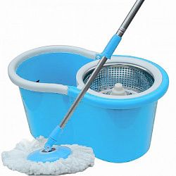 Универсальная швабра с отжимом Keya Easy Mop (Spin and Go 2, стальная центрифуга), синяя