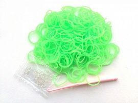 Набор резиночек для плетения браслетов Loom Bands (с крючком, 200 шт) салатовый